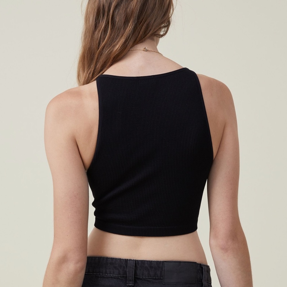 Cotton On Seamless Black Ribbed Tank with High Neck - Picture 4 of 5